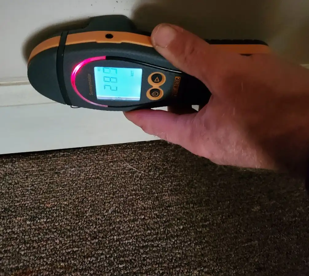 Moisture detection at baseboard during Burst Pipe Cleanup in North Bethesda